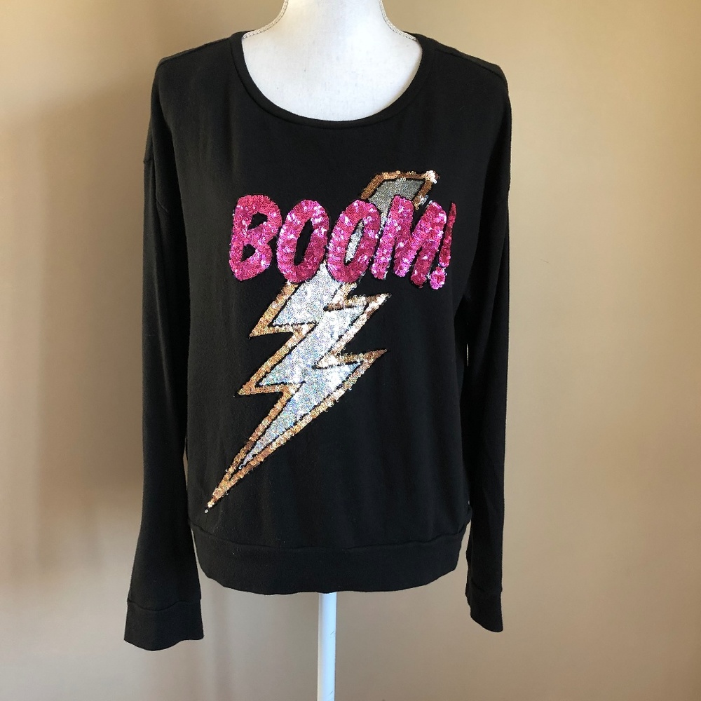 PINK VS | "BOOM" Sequin-Embellished Sweatshirt  M